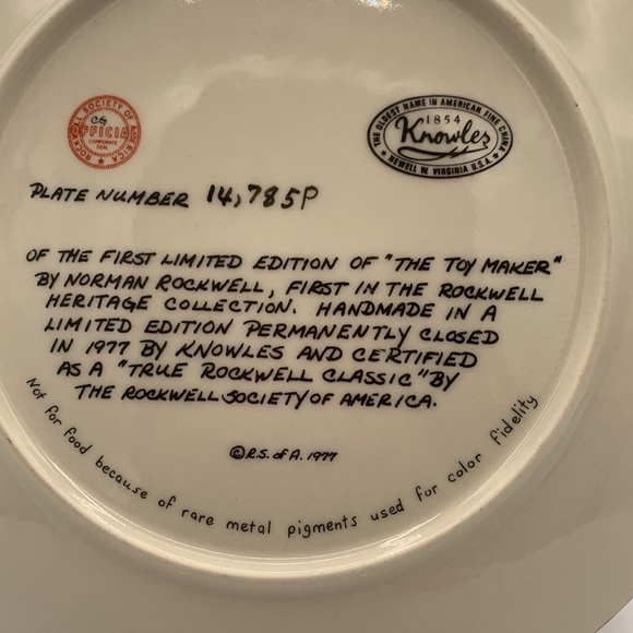 First Limited Edition in the Norman Rockwell Heritage Collection Plate - Picture 3 of 3